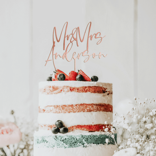 Mr and Mrs Cake Topper, Personalized Cake Topper, Custom Last Name Cake Topper