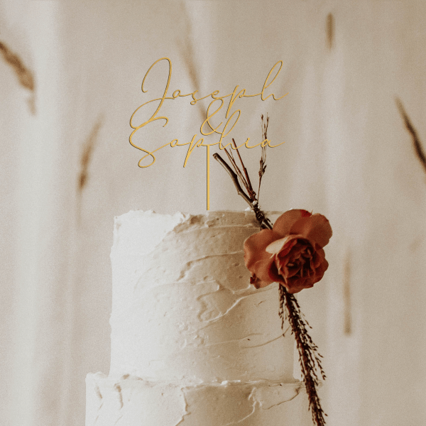 Two Names Cake Topper, Gold Wedding Cake Topper, Minimalist Cake Topper, Personalized Names Cake Topper, Available in Multiple Colors