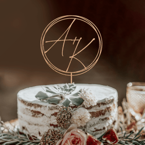 Custom Monogram Cake Topper, Initials Wedding Cake Topper, Minimalist Wreath Cake Topper