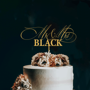 Elegant Calligraphy Cake Topper, Gold Wedding Cake Topper, Personalized Cake Topper