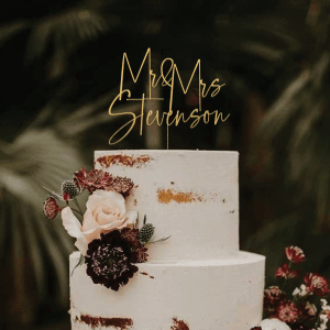 Rosewed Wedding Cake Topper, Gold Wedding Cake Topper, Personalized Cake Topper with Mr and Mrs, Available in multiple colors, Rustic, Custom Last Name