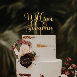 Two Custom Name Cake Topper, Gold Wedding Cake Topper, Personalized Names Cake Topper