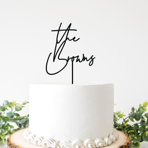 Last Name Cake Topper, Personalized Gold Wedding Cake Topper, Rustic