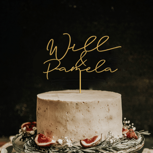Two Names Personalized Cake Topper, Script Cake Topper, Minimalist Wedding