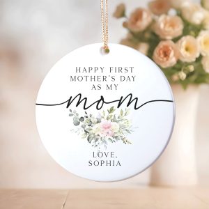 1st Mother's Day Gift, First Mother's Day Ceramic Ornament, Personalized Gift for Mothers Day