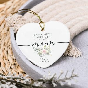 1st Mother's Day Gift, First Mother's Day Ceramic Ornament, Personalized Gift for Mothers Day