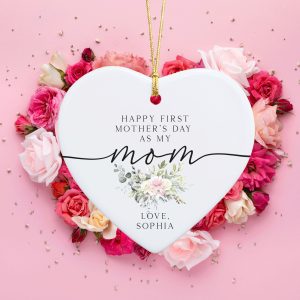 1st Mother's Day Gift, First Mother's Day Ceramic Ornament, Personalized Gift for Mothers Day