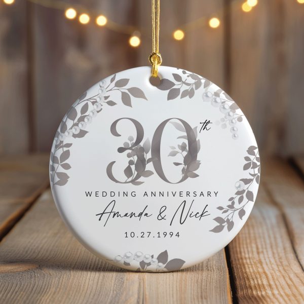 30th Anniversary Ceramic Ornament, Pearl Wedding Anniversary