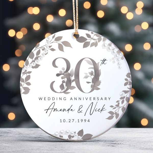 30th Anniversary Ceramic Ornament, Pearl Wedding Anniversary