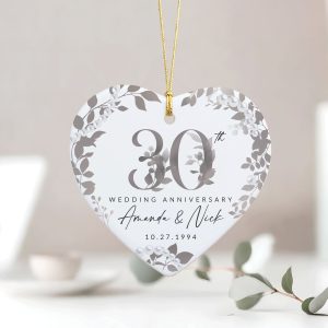 30th Anniversary Ceramic Ornament, Pearl Wedding Anniversary