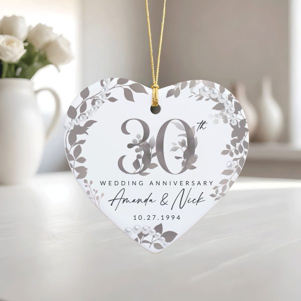 30th Anniversary Ceramic Ornament, Pearl Wedding Anniversary