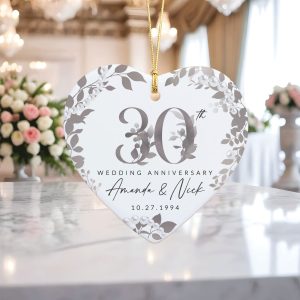 30th Anniversary Ceramic Ornament, Pearl Wedding Anniversary