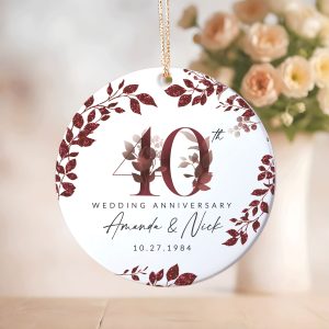 40th Anniversary Ceramic Ornament, Ruby Wedding Gift