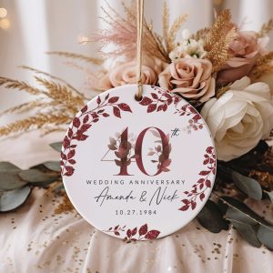 40th Anniversary Ceramic Ornament, Ruby Wedding Gift