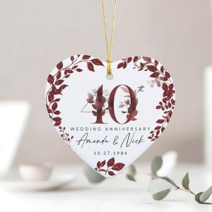 40th Anniversary Ceramic Ornament, Ruby Wedding Gift