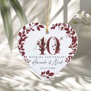 40th Anniversary Ceramic Ornament, Ruby Wedding Gift