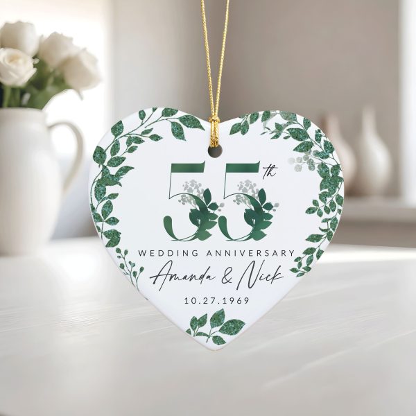 55th Anniversary Ornament, Emerald Anniversary Gift