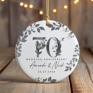 70th Anniversary Ceramic Ornament, Platinum Wedding Gift