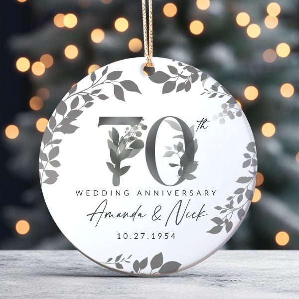70th Anniversary Ceramic Ornament, Platinum Wedding Gift