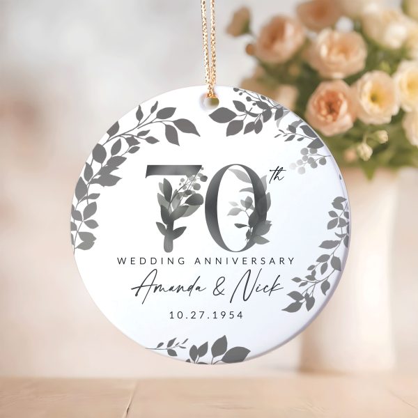 70th Anniversary Ceramic Ornament, Platinum Wedding Gift