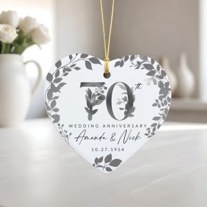 70th Anniversary Ceramic Ornament, Platinum Wedding Gift