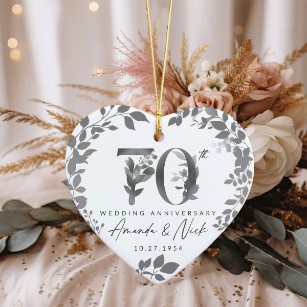 70th Anniversary Ceramic Ornament, Platinum Wedding Gift