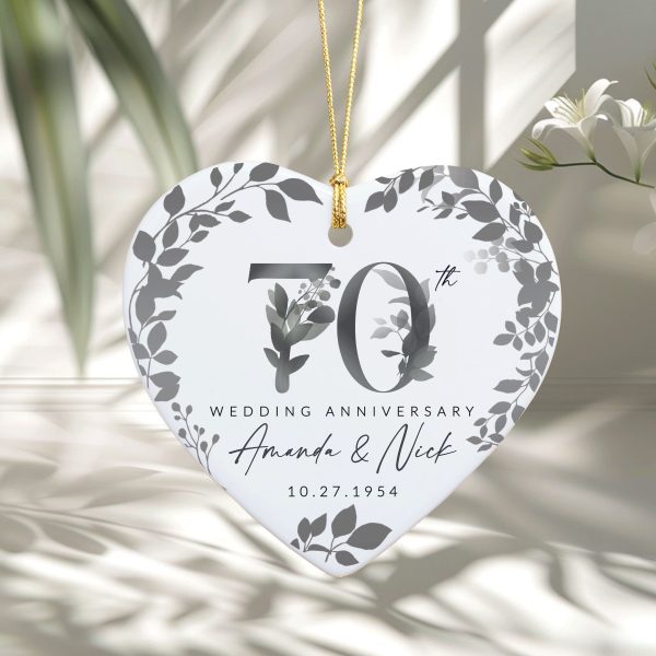 70th Anniversary Ceramic Ornament, Platinum Wedding Gift