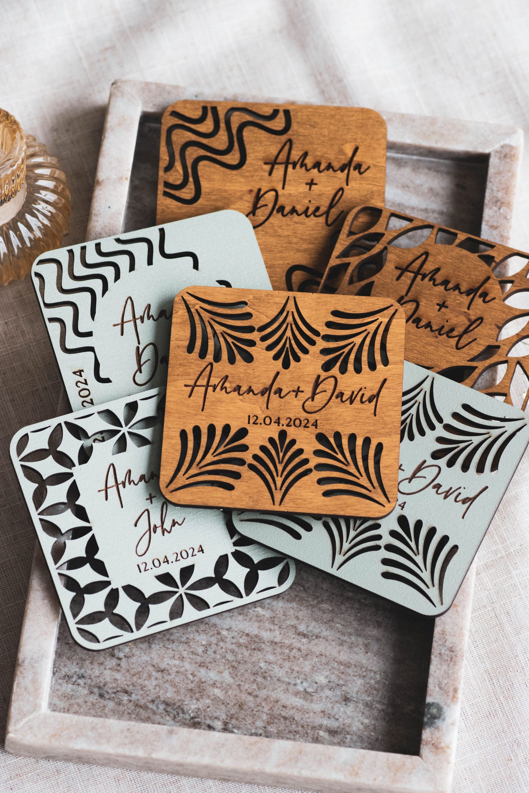 DSC_0060 Personalized Wedding Coasters, Rustic Wedding Favors in Bulk