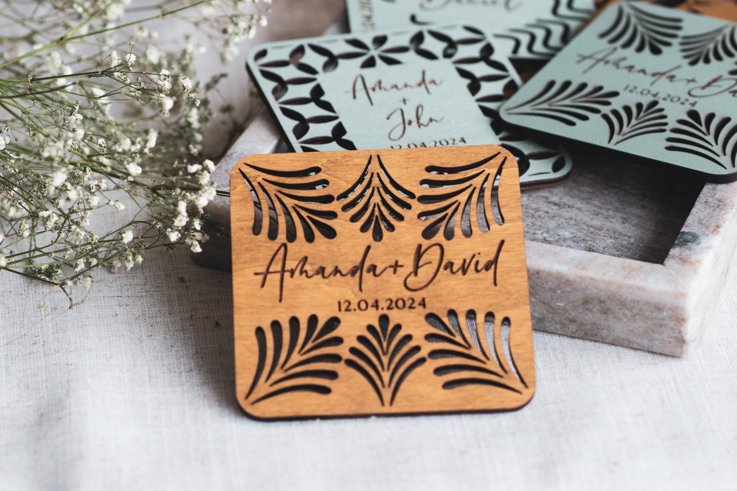 DSC_0066 Personalized Wedding Coasters, Rustic Wedding Favors in Bulk