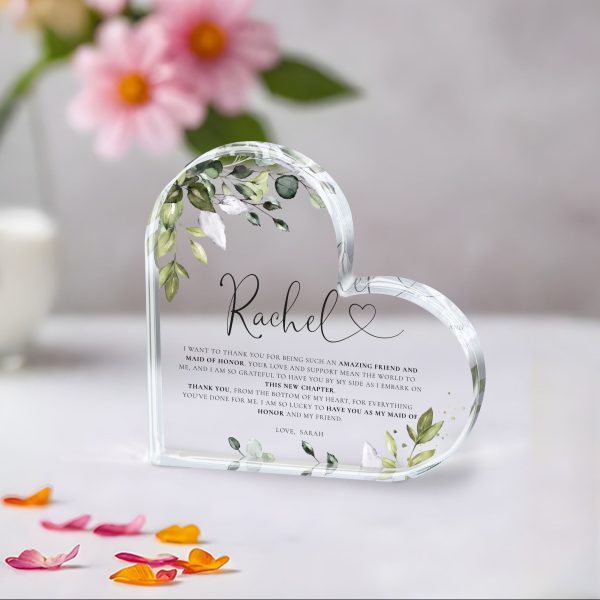 Maid of Honor Gift, Eucalyptus Maid of Honor Acrylic Plaque