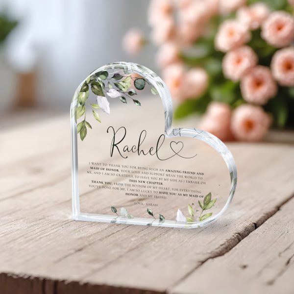 Maid of Honor Gift, Eucalyptus Maid of Honor Acrylic Plaque