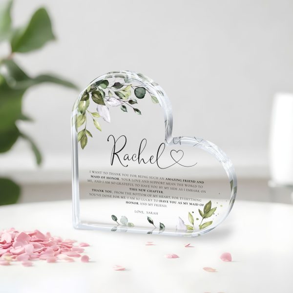 Maid of Honor Gift, Eucalyptus Maid of Honor Acrylic Plaque