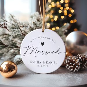 First Christmas Married Ornament, Wedding Gift for Christmas