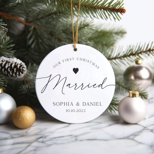 First Christmas Married Ornament, Wedding Gift for Christmas