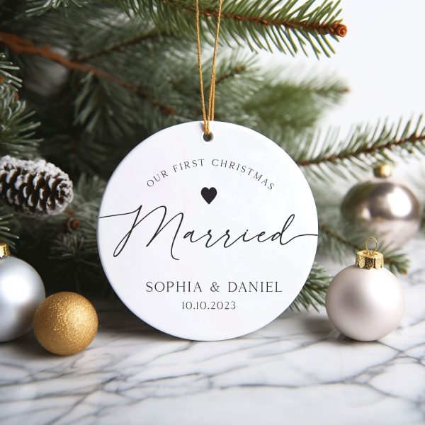 First Christmas Married Ornament, Wedding Gift for Christmas