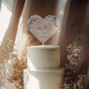 25th Anniversary Cake Topper, Silver Wedding Anniversary