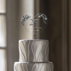 25th Anniversary Cake Topper, Silver Wedding Anniversary