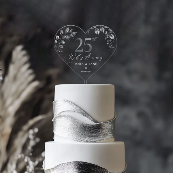 25th Anniversary Cake Topper, Silver Wedding Anniversary
