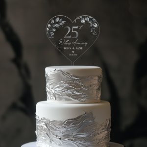 25th Anniversary Cake Topper, Silver Wedding Anniversary
