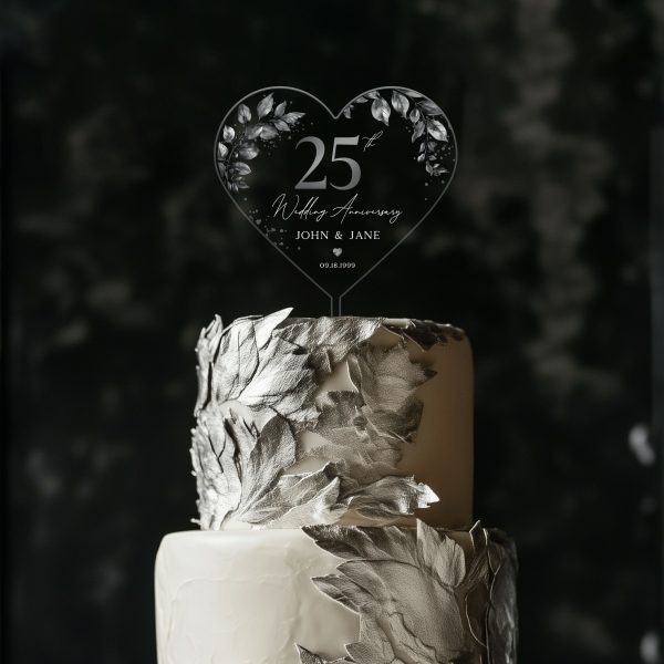 25th Anniversary Cake Topper, Silver Wedding Anniversary