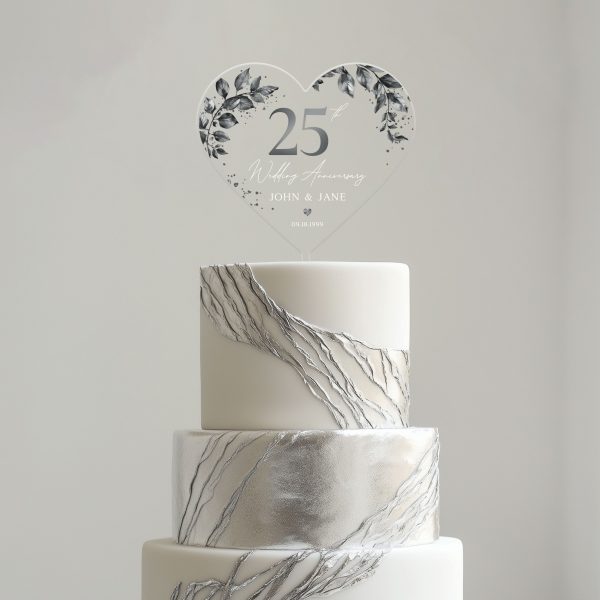 25th Anniversary Cake Topper, Silver Wedding Anniversary