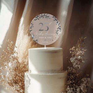 25th Anniversary Cake Topper, Silver Wedding Anniversary