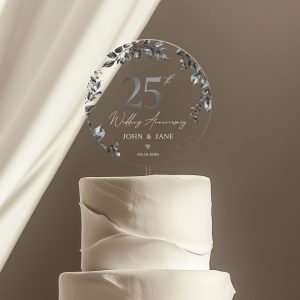 25th Anniversary Cake Topper, Silver Wedding Anniversary