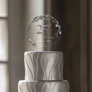 25th Anniversary Cake Topper, Silver Wedding Anniversary
