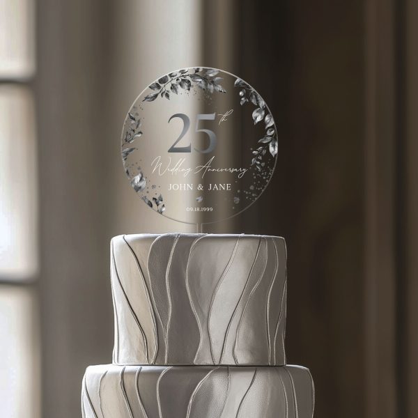 25th Anniversary Cake Topper, Silver Wedding Anniversary