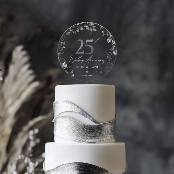 25th Anniversary Cake Topper, Silver Wedding Anniversary