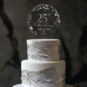 25th Anniversary Cake Topper, Silver Wedding Anniversary