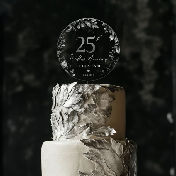 25th Anniversary Cake Topper, Silver Wedding Anniversary