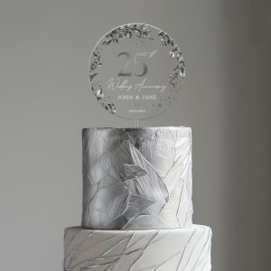 25th Anniversary Cake Topper, Silver Wedding Anniversary