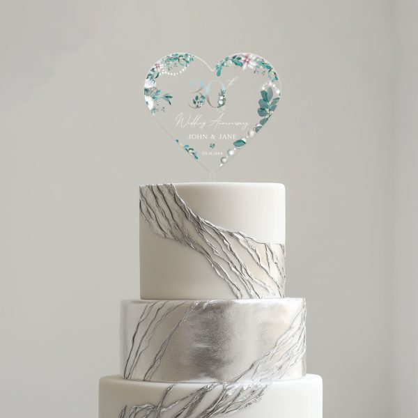 30th Anniversary Cake Topper, Pearl Wedding Anniversary